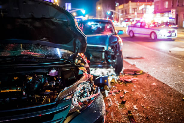 Two cars after a minor collision